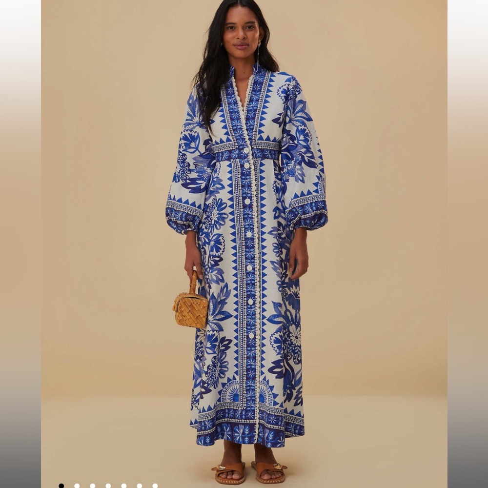 NWT Farm Rio Off-White Flora Tapestry Maxi Dress